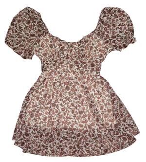 NWT Thirty Thirty LA Cream & Rose Ditsy Floral Print Tiered Mini Dress XL